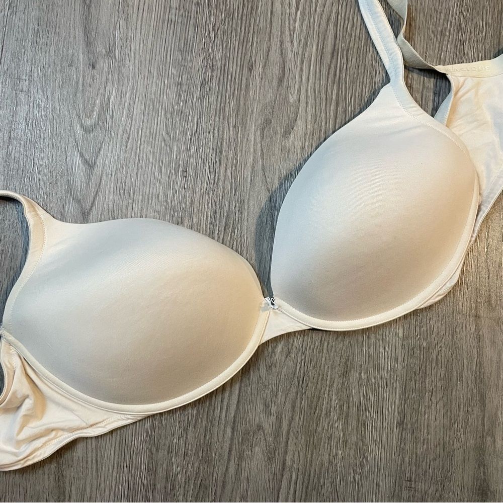 CACIQUE Light Nude Cream Boost Plunge Cotton T-Shirt Bra 46DDD